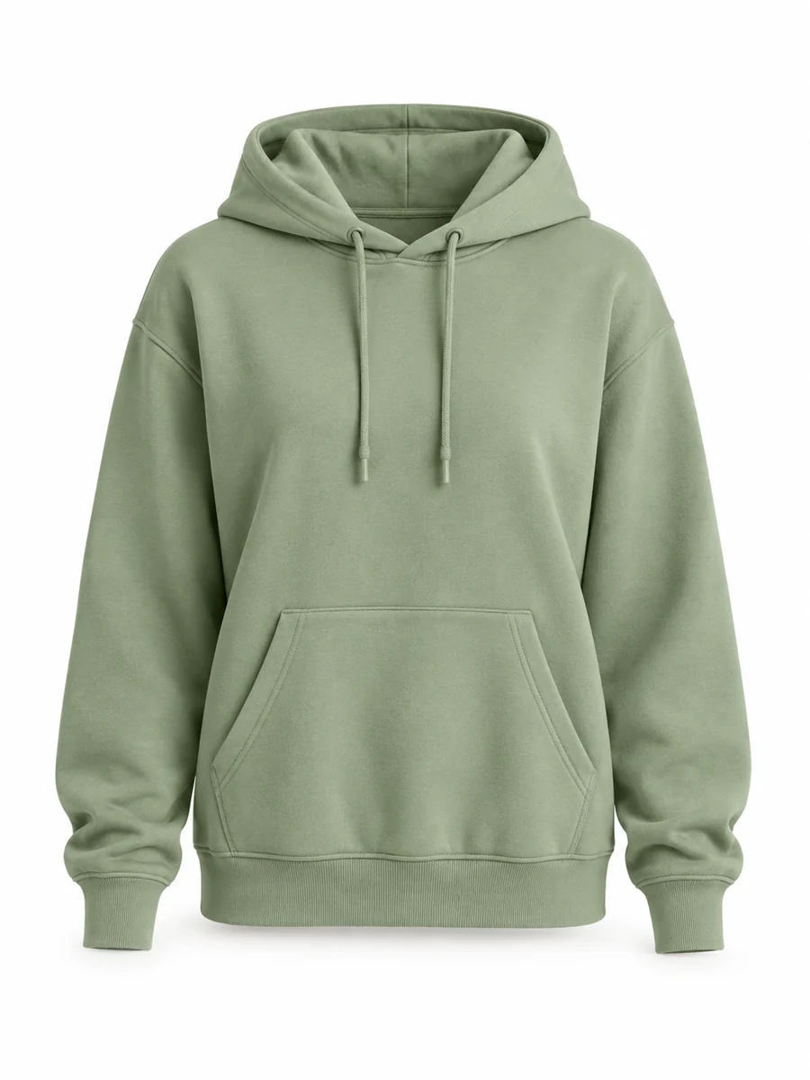 Relaxed pullover hoodie, shown in Sage Green