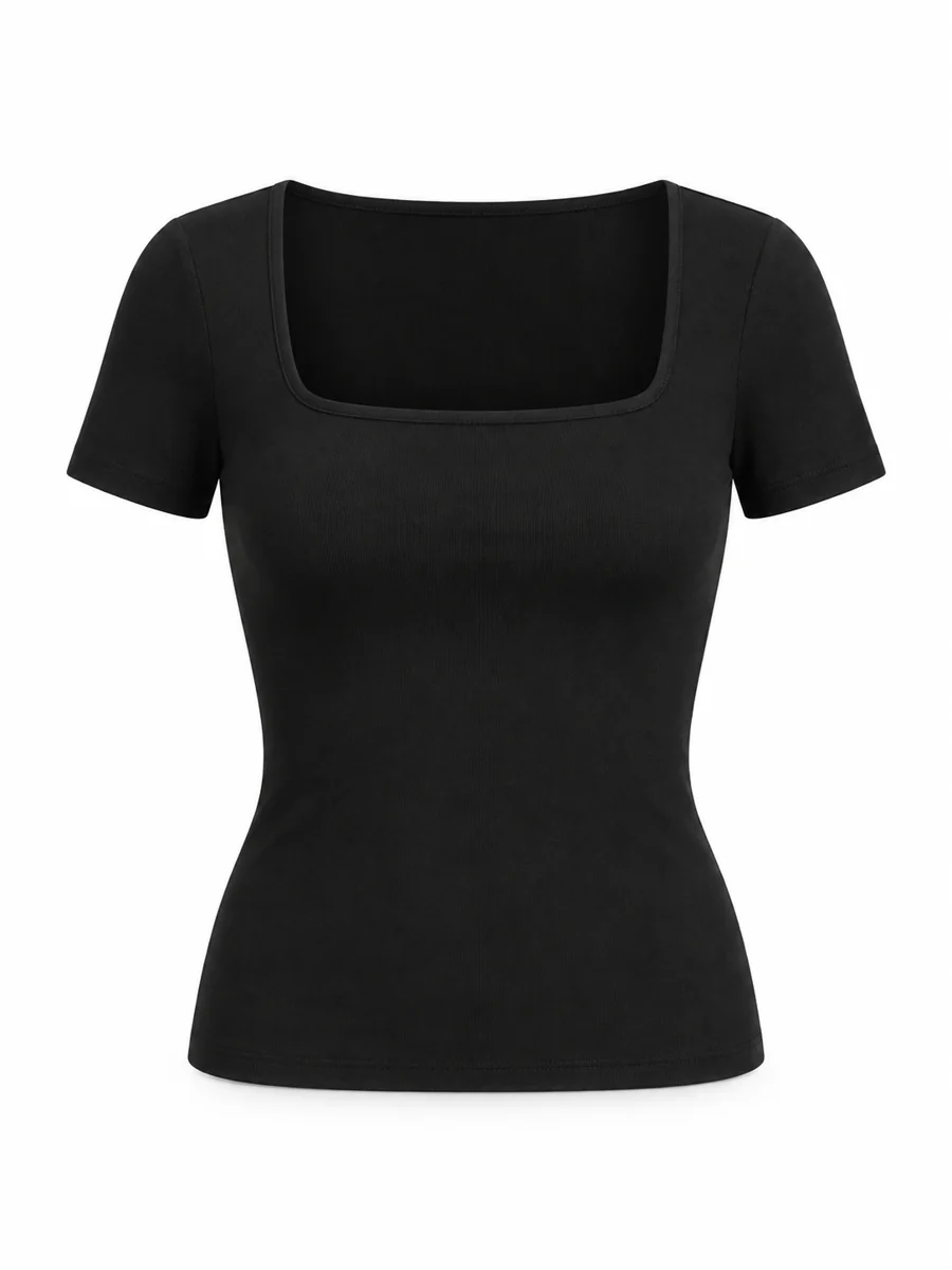 Square-neck top, shown in Black
