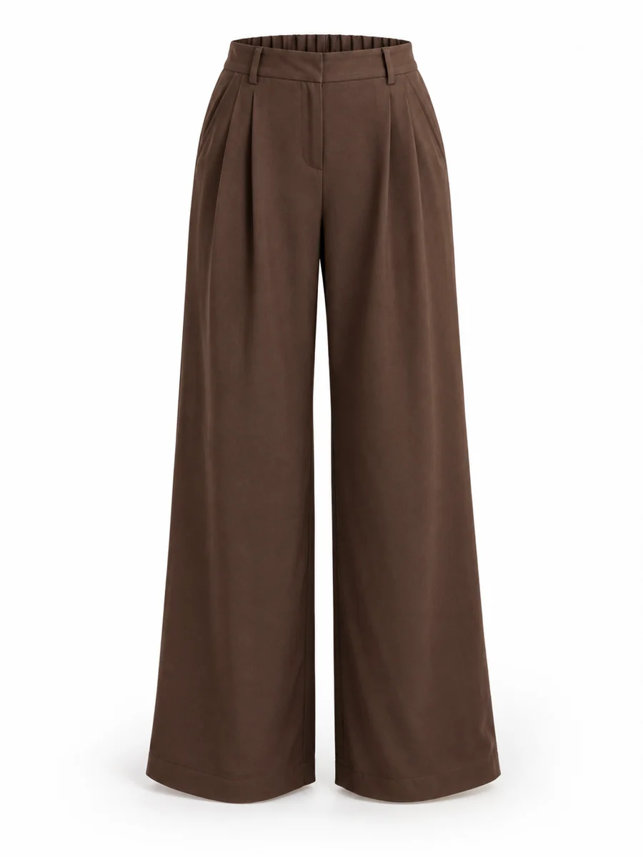 Wide-leg everyday trousers, shown in Chocolate